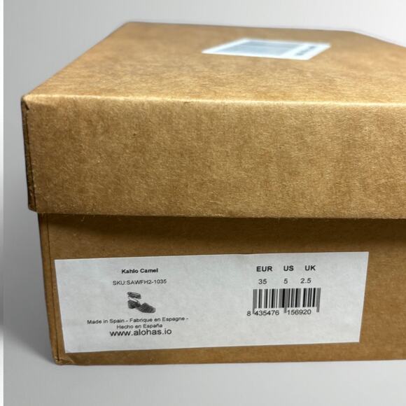 Alohas Kahlo Suede Ankle Tie Heeled Sandal in Camel - Picture 8 of 10